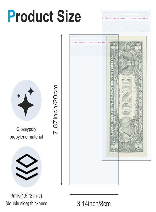 Hpmjz 200Pcs Cake Money Box Transparent Bags,3x7In Surprise Gift Bags for Money Resealable Glassine Adhesive Self-Sealing Dollar Bill Sleeves Money Gift Ideas for Gift Birthday Wedding Party Favors - Image 2